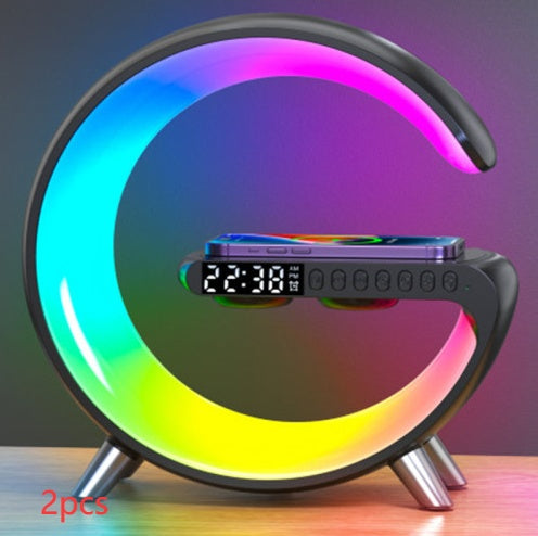 Lámpara Inteligente LED en Forma G con Bluetooth y Cargador Inalámbrico Ambiental