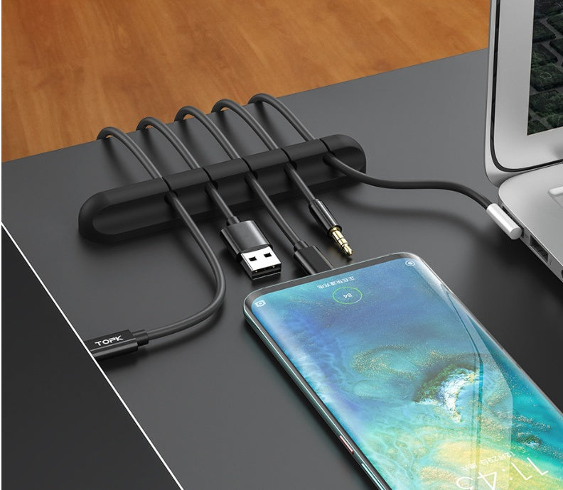 Organizador de Cables de Silicona para Escritorio con Clips Multipropósito para Auriculares y USB