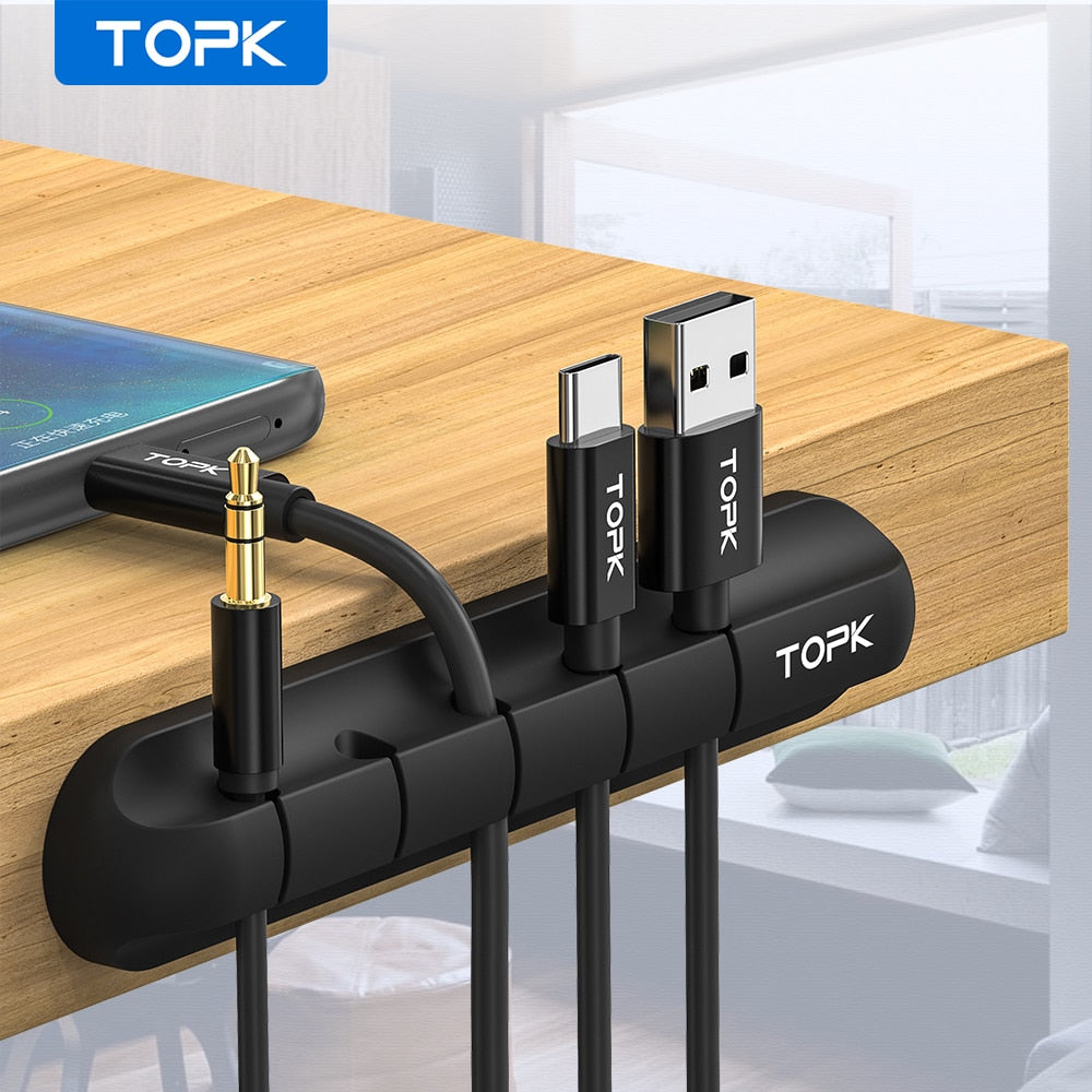 Organizador de Cables de Silicona para Escritorio con Clips Multipropósito para Auriculares y USB