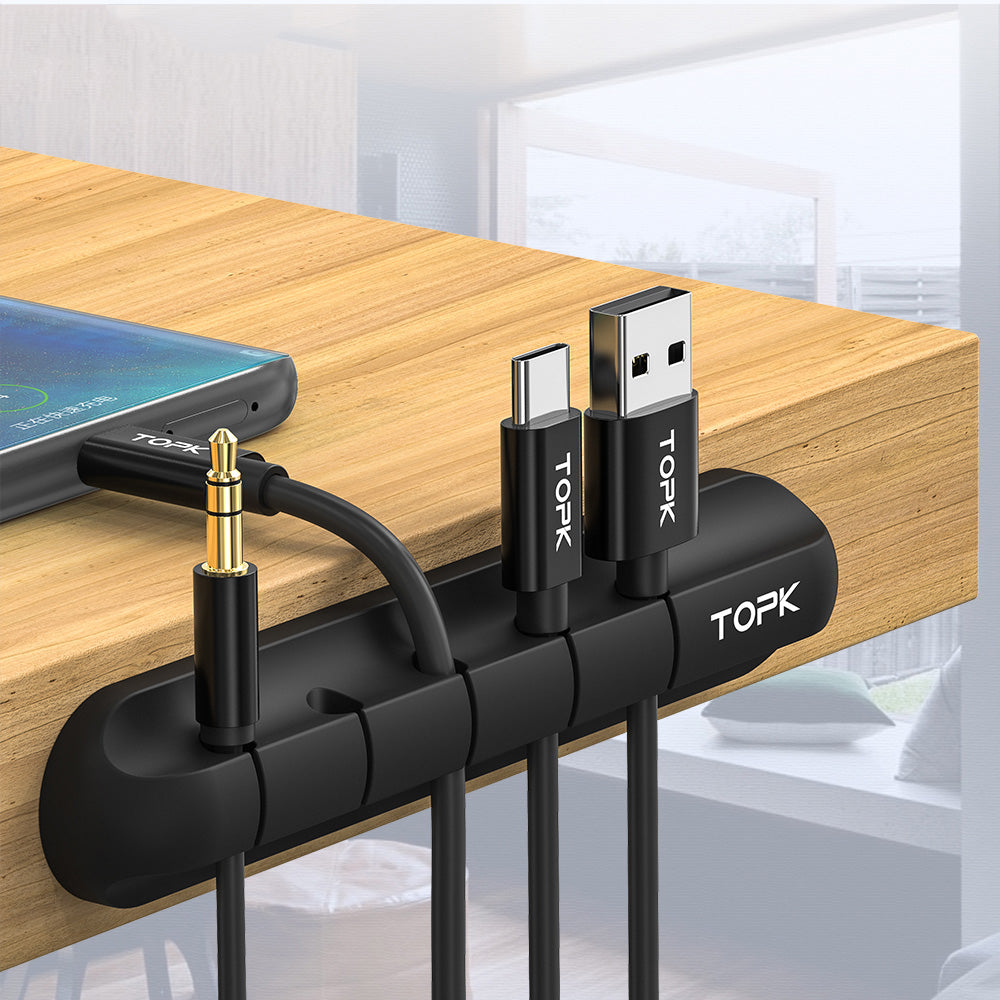 Organizador de Cables de Silicona para Escritorio con Clips Multipropósito para Auriculares y USB