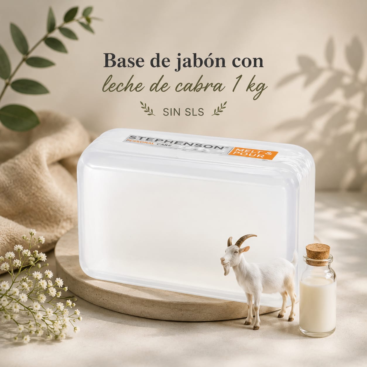Base de jabón con leche de cabra 1 kg SIN SLS